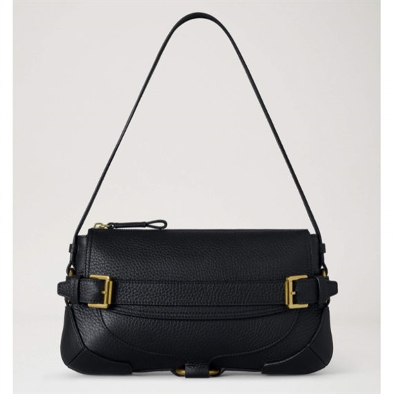 Mulberry Lennox Shoulder Bag, Black Heavy Grain